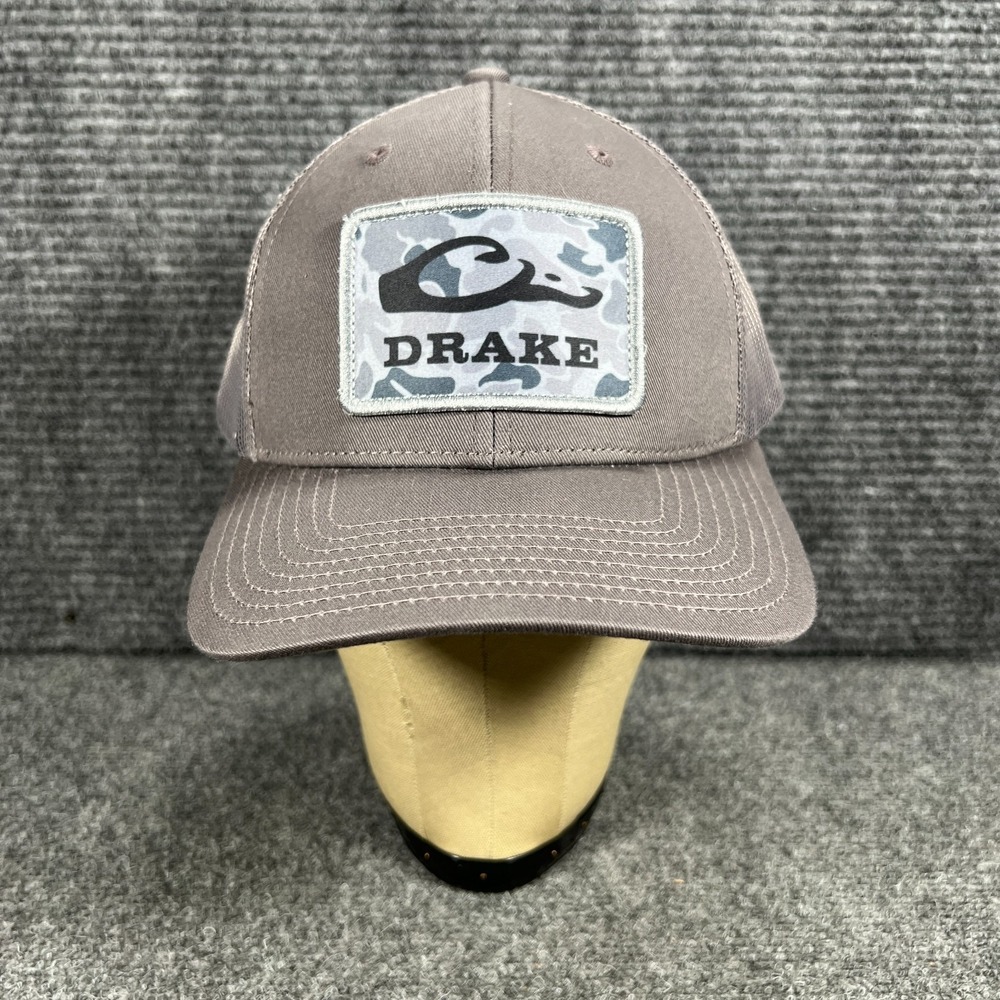 Drake Hat Cap Mens OSFA Snap Back Mesh Trucker Gray Hunting Outdoor Duck New